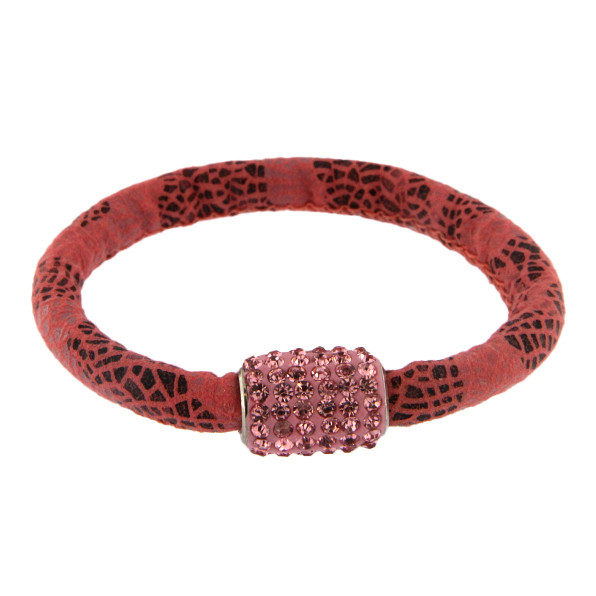 Bracciale multicolor con chiusura magnetica in cristalli rosa