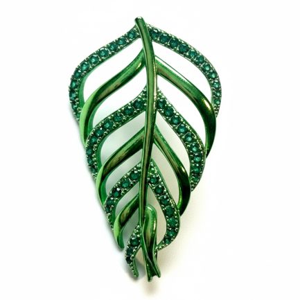 Coppia Orecchini Palma Zirconi Verdi Rodio Verde