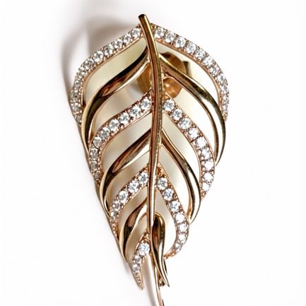 Coppia Orecchini Palma Zirconi Bianchi Rodio Giallo