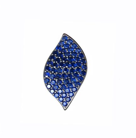 Coppia Orecchini Foglia Zirconi Blu Rodio Nero