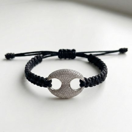 Bracciale Maglia Marina Zirconi Bianchi Rodio Bianco