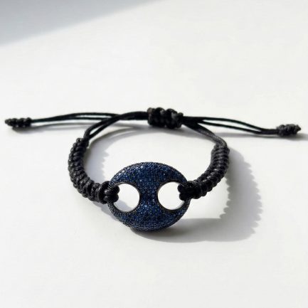 Bracciale Maglia Marina Zirconi Blu Rodio Nero