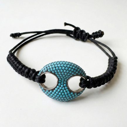 Bracciale Maglia Marina Zirconi Turchesi Rodio Nero