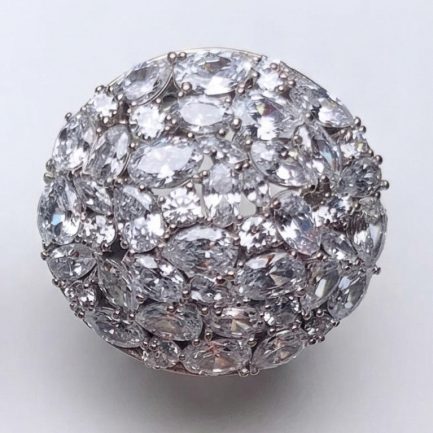 Anello Pavè Big Zirconi Bianchi Rodio Bianco