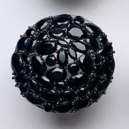 Anello Pavè Big Zirconi Neri Rodio Nero