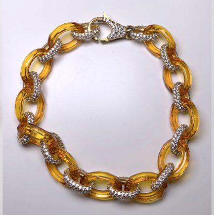 Bracciale Groumette Glass Gialla Zirconi Bianchi Rodio Giallo