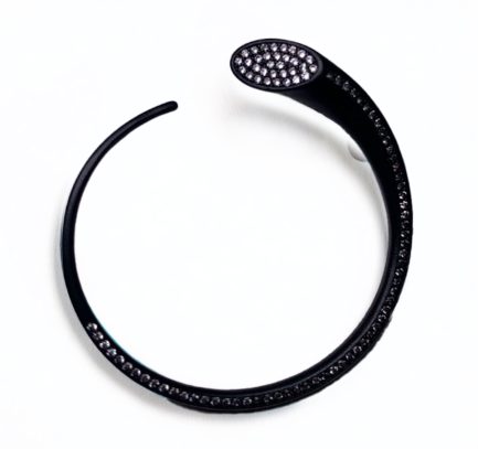 Coppia Orecchini Cerchio Flash Zirconi Grigi Rodio Nero