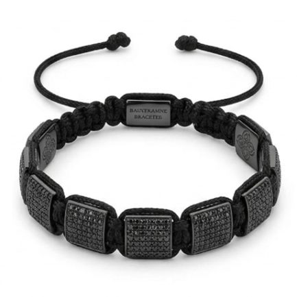 Bracciale Piastrine con Zirconi Neri Rodio Nero