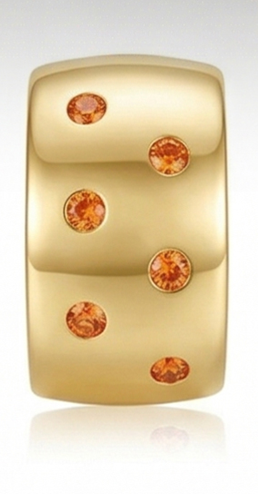 Coppia  Orecchini Cerchio Big Zirconi Arancioni Rodio Giallo