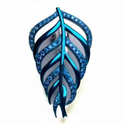 Coppia Orecchini Palma Zirconi Azzurri Rodio Azzurro