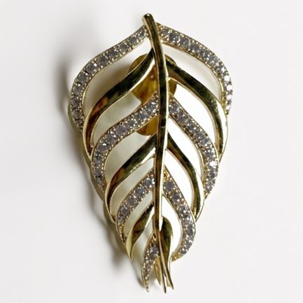 Coppia Orecchini Palma Zirconi Bianchi Rodio Giallo