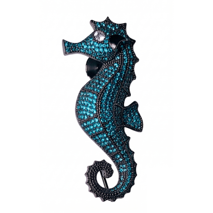 Coppia Orecchini Cavalluccio Marino Big Zirconi Paraiba Rodio Nero