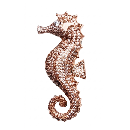 Coppia Orecchini Cavalluccio Marino Big Zirconi Champagne Rodio Rosa