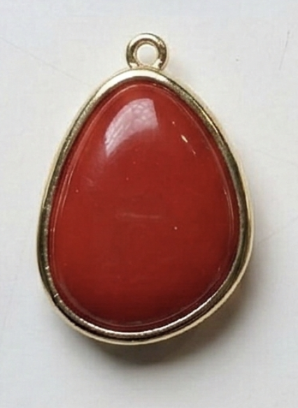 Coppia Pendenti Pietra Dura Corallo Bordino Oro