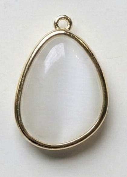 Coppia Pendenti Pietra Dura Bianco Perla Trasparente Bordino Oro