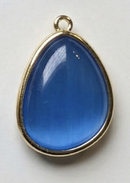 Coppia Pendenti Pietra Dura Blu Trasparente Bordino Oro