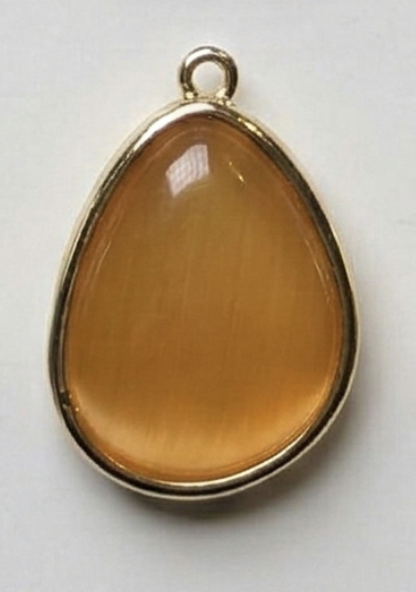 Coppia Pendenti Pietra Dura Gialla Trasparente Bordino Oro