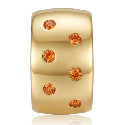 Coppia  Orecchini Cerchio Big Zirconi Arancioni Rodio Giallo