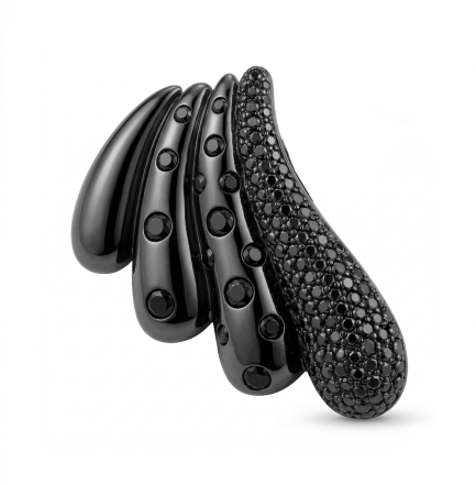 Coppia Orecchini 4 Ali Zirconi Neri Rodio Nero