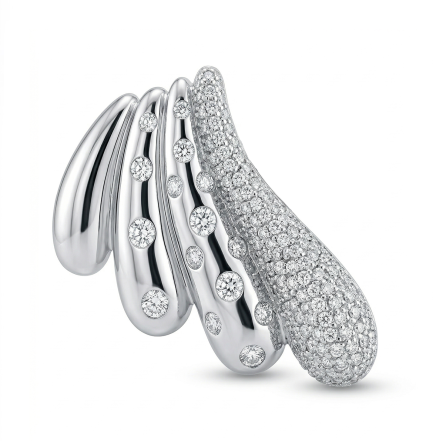 Coppia Orecchini 4 Ali Zirconi Bianchi Rodio Bianco